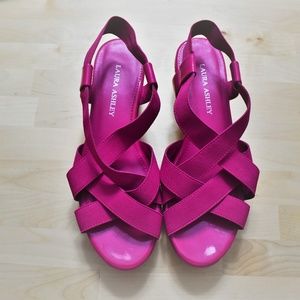 Laura Ashley Hot Pink Low Wedges